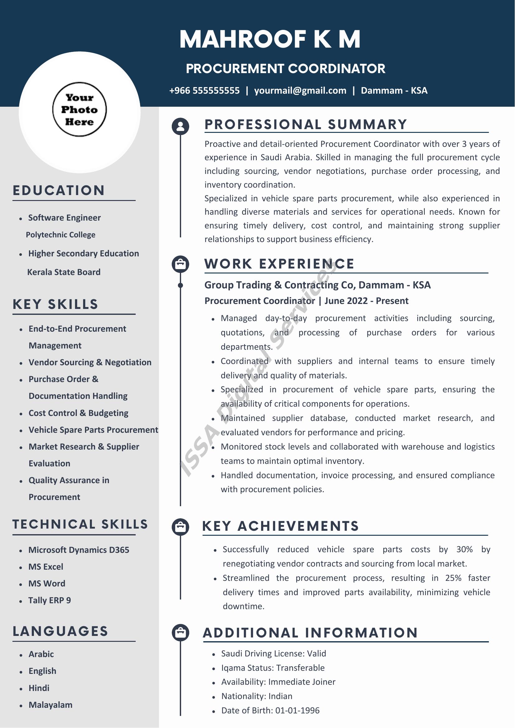 Professional CV Sample Design
